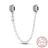 Safety Chain Fit Original 925 Sterling Silver Beads Moon Star Butterfly Heart shaped Jewellery Gift.