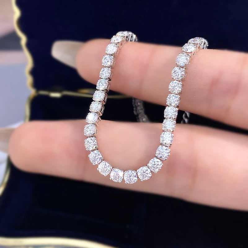 DW Real Moissanite Diamond Tennis Bracelet for Women 925 Sterling Silver Plated White Gold Eternity Wedding Luxury Fine Jewelr
