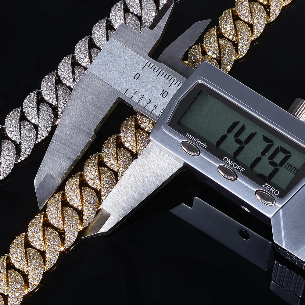 ESKEEM New 14mm Irregular Cubic Zirconia Cuban Link Bracelet for Men Hip Hop Jewelry Iced Out Diamond Bubble Chain Fine Gift
