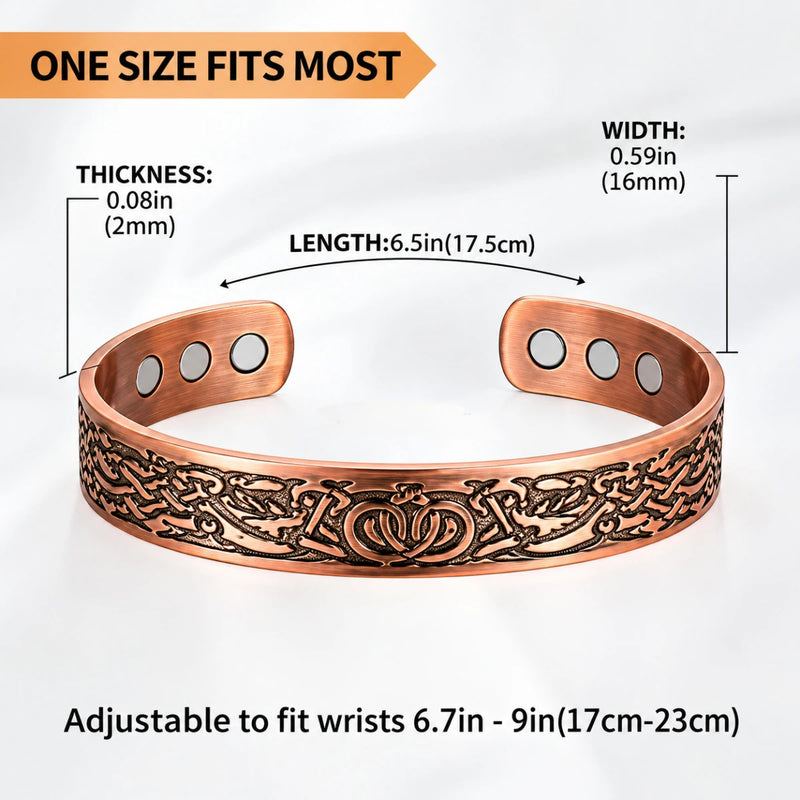Copper Plating Retro Simple Double Ring Pattern Magnetic Energy Ring Bracelet Gift Set.