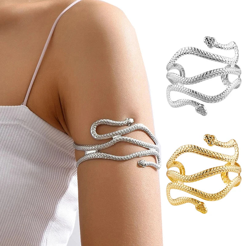 Open Snake Upper Arm Bangle Bracelet Adjustable Arm Cuff Bangle Bracelets.