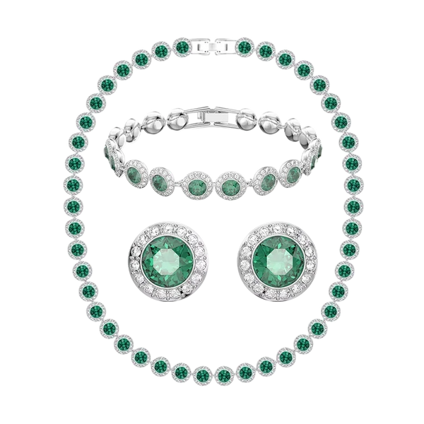 Light luxury jewelry set includes multiple elements necklace bracelet earrings set.