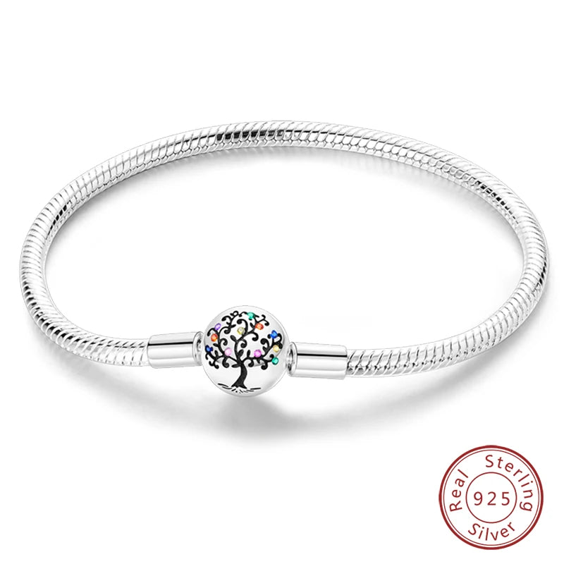 Bracelet Silver 925 Original Star Moon Sun Four Leaf Clover Green Zircon Bracelets Jewellery.
