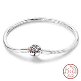 Bracelet Silver 925 Original Star Moon Sun Four Leaf Clover Green Zircon Bracelets Jewellery.