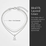 Adjustable Double Layer Cubic Zirconia Six Prong Anklet Summer Beach Waterproof Foot Jewellery.