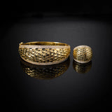 Bangle Set For Women Cubic Zircon Bangle Ring Wide Bracelet Jewellery.