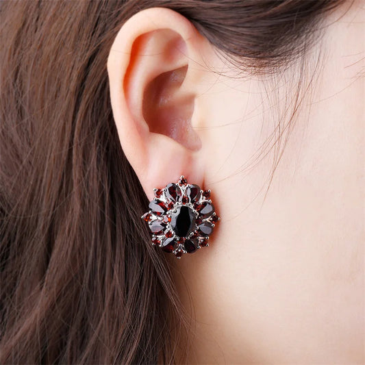 15 Carats Garnet Silver Earrings Natural Gemstone 925 Sterling Silver Fine Jewelry.