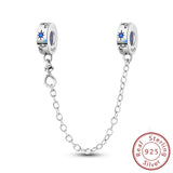 Safety Chain Fit Original 925 Sterling Silver Beads Moon Star Butterfly Heart shaped Jewellery Gift.