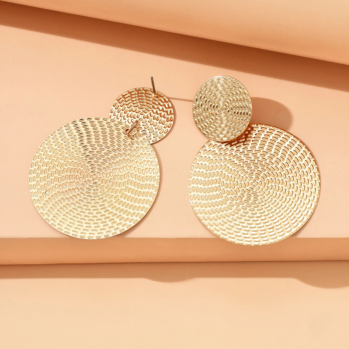 Trendy Geometric Metal Round Earrings.