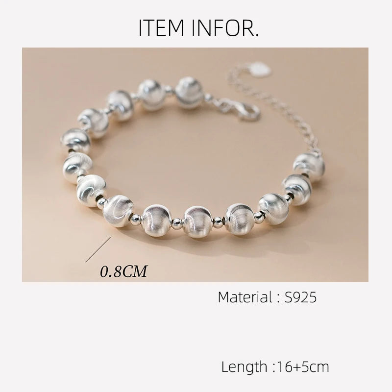 La Monada 16+5cm Simple Silver Bead Bracelets For Women Silver 925 Geometric Bead Chain Sterling 925 Silver Women's Bracelet