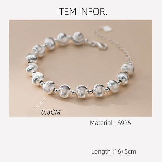 La Monada 16+5cm Simple Silver Bead Bracelets For Women Silver 925 Geometric Bead Chain Sterling 925 Silver Women's Bracelet