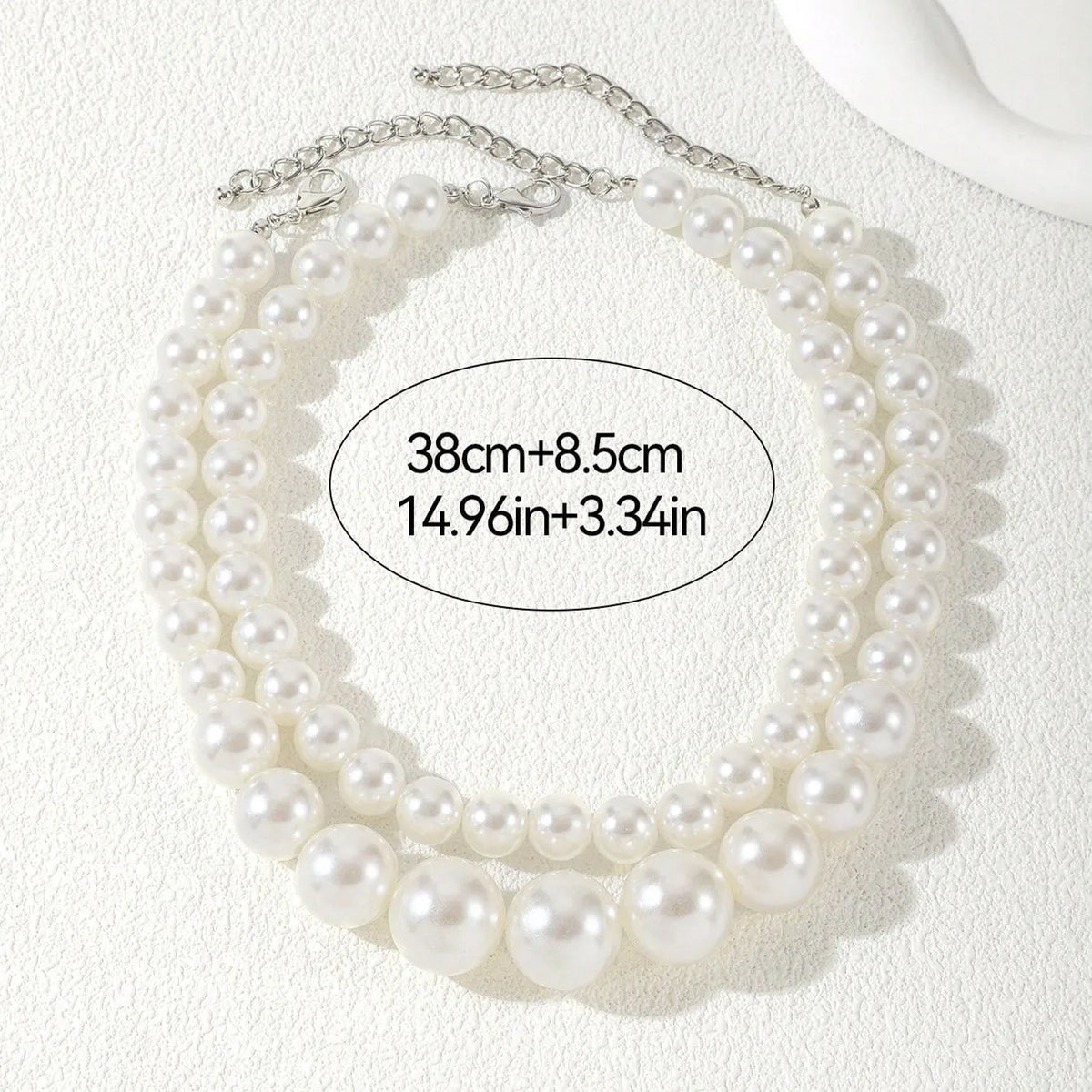 2 Pcs Set Exaggerated Big Imitation Pearl Clavicle Chain Necklace Jewellery.