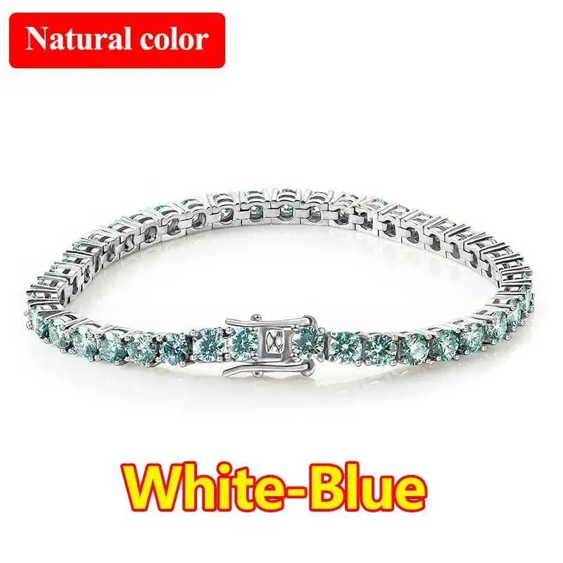 3mm Multicolor Full Moissanite Tennis Bracelet S925 Silver VVS1 Moissanite Bracelet 14-23cm.