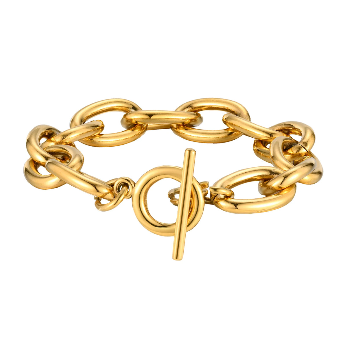 Chunky Bold Bracelets, Stainless Steel, Bracelet Gold Plated Tarnish Free.