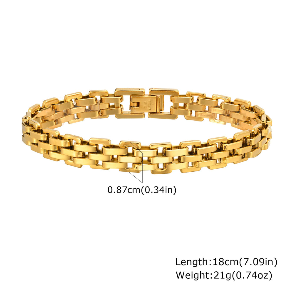 Chunky Bold Bracelets, Stainless Steel, Bracelet Gold Plated Tarnish Free.