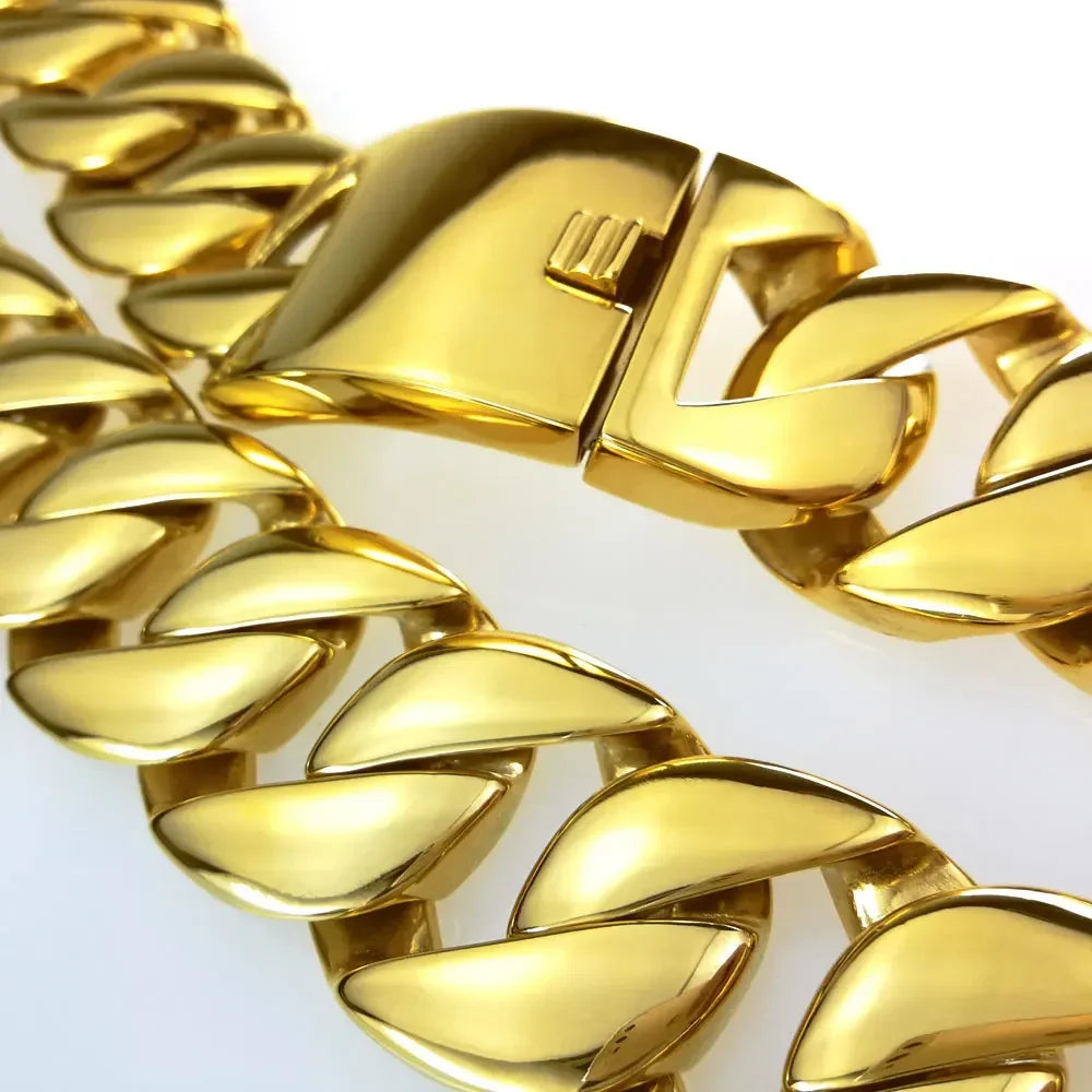 316L Stainless Steel All Polished 31mm Width Very Heavy  Necklace.
