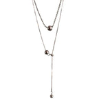 Personality Design Silver Color Stainless Steel Beaded Ball Pendant Necklace, Double Layer Jewellery.