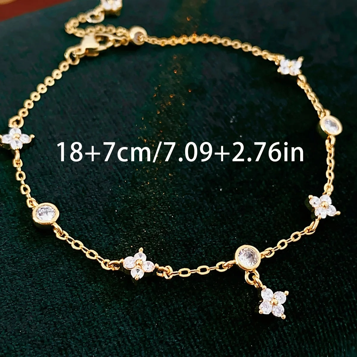 925 Sterling Silver Clover Design Ankle Bracelet Dainty Charm Chain Anklet Adjustable Flower Foot Jewellery.