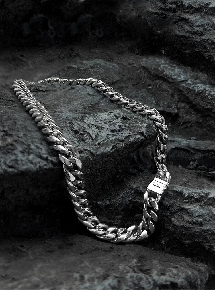 Ultra Thick 14mm Hip-Hop TA1 Pure Titanium Men's Bracelet Titanium Alloy Clasp Non-Allergic Titanium Bracelets and Necklaces