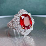 High-end 925 Sterling Silver Ruby Open-Ended Ring Elegant Precious Gemstone Finger Ring.