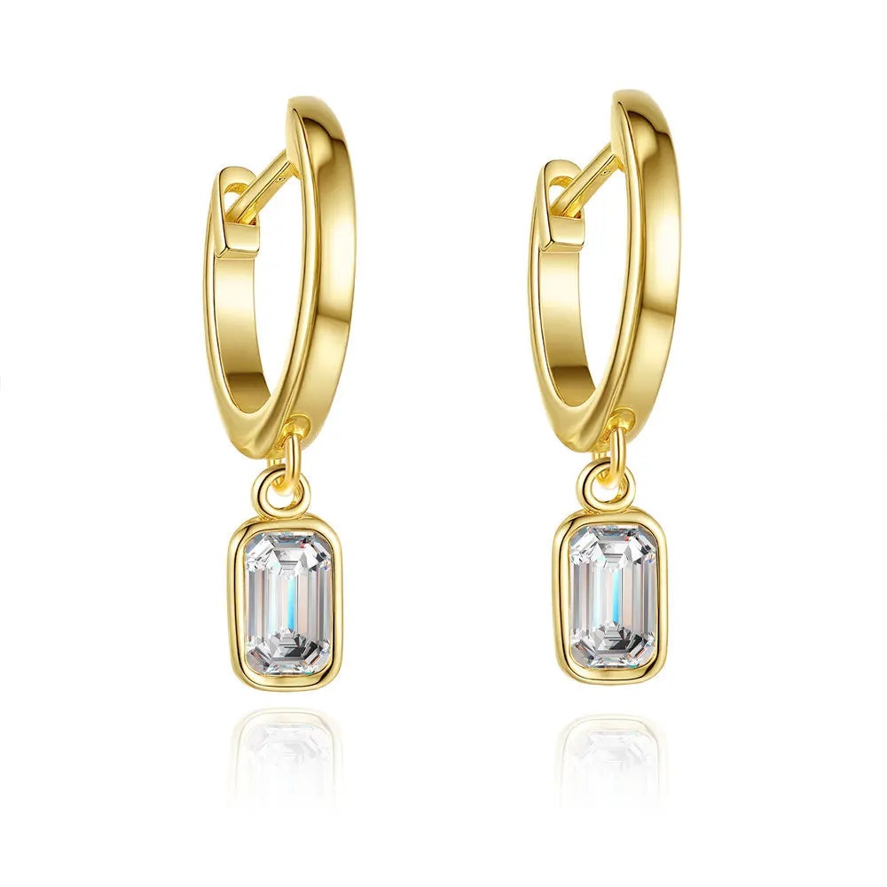 Luxury 100% Real 18k Gold Women's Drop Earrings Moissanite Diamond Earrings.