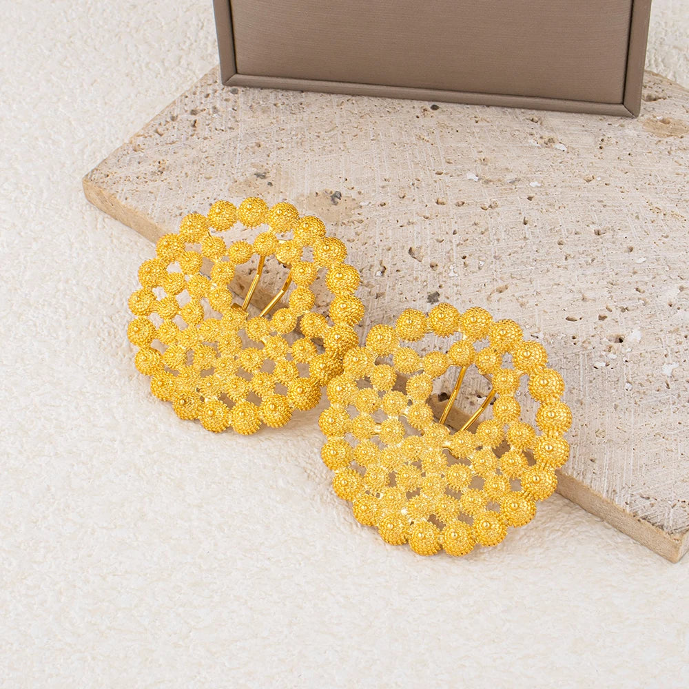18k Gold Plated Necklace Earrings Ring Jewelry Set Earrings and Finger Ring 2Pcs Set.