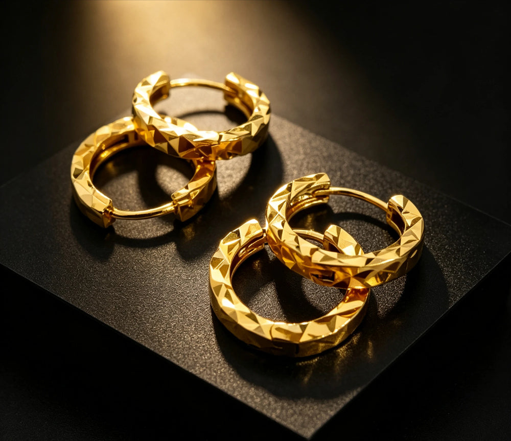 Pure Gold real gold Women's sparkling earrings niche light luxury earrings .