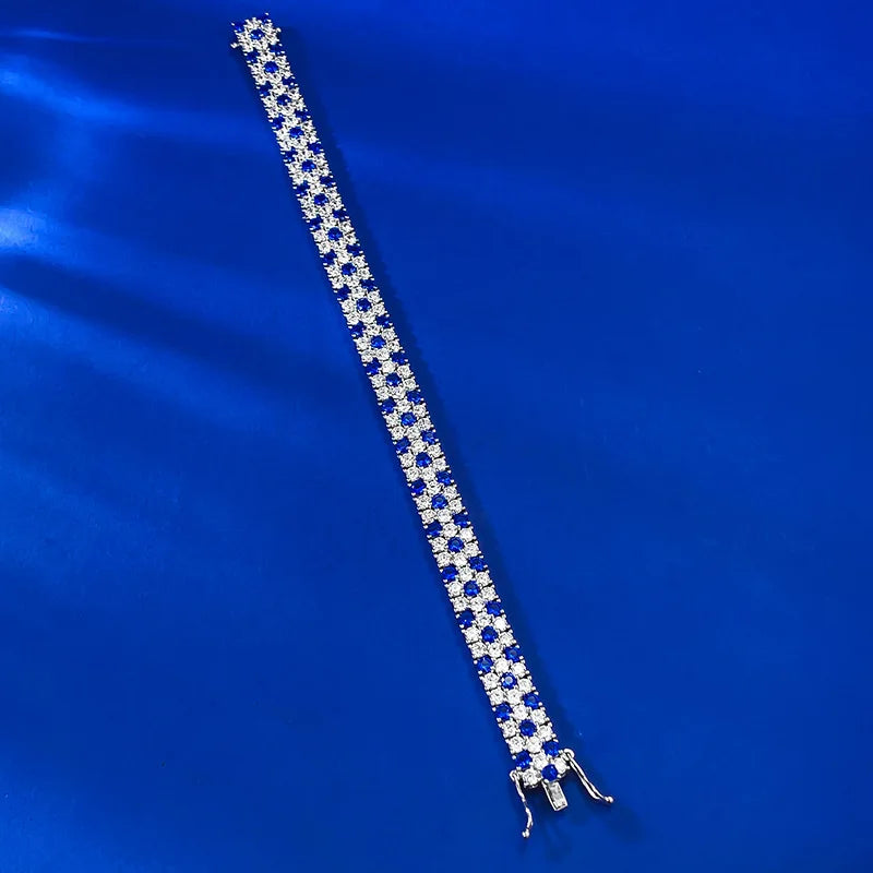 Charm Sapphire Moissanite Bangle Bracelet 100% Real 925 Sterling silver.