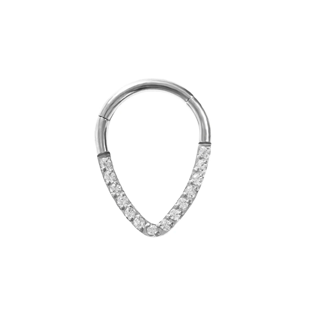 Water Drop Septum Piercing Nose Ring Clicker Cubic Zirconia Cartilage Dailly Earrings.