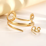 Fashion Metal Open Bracelet & Ring Set For Gold Silver Color Smooth Bangle Rings Elegant Jewellery.