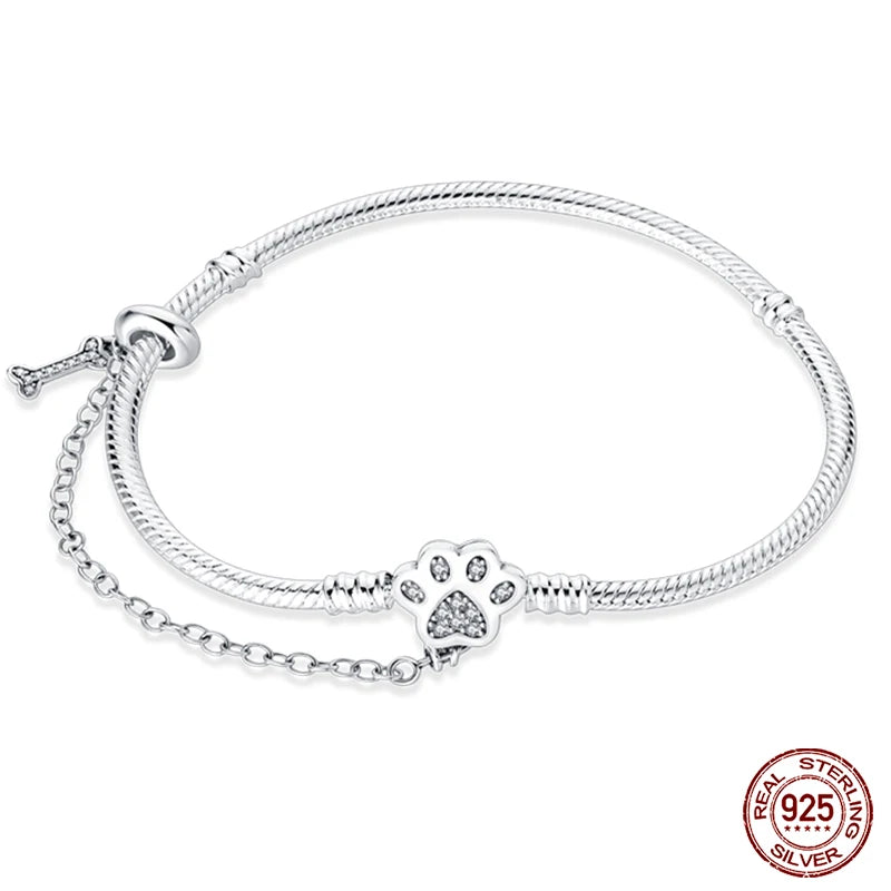 Bracelet Silver 925 Original Star Moon Sun Four Leaf Clover Green Zircon Bracelets Jewellery.