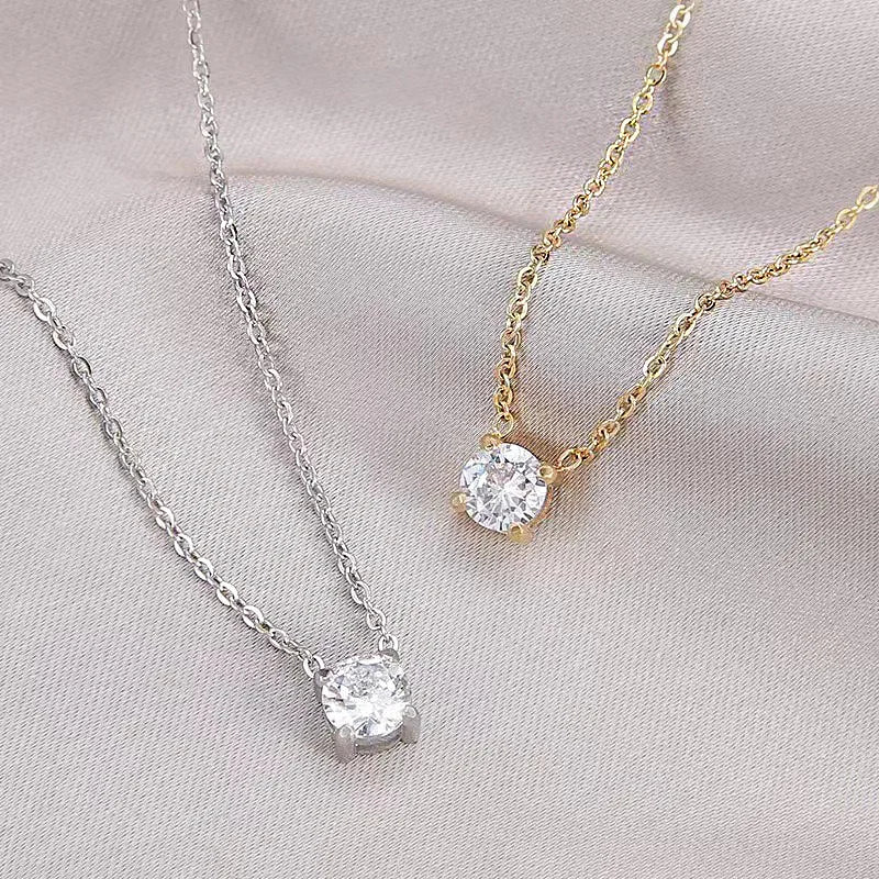 Mini 5mm/4mm D Moissanite Real 925 Sterling Silver  Pendant Necklace  Clavicle.