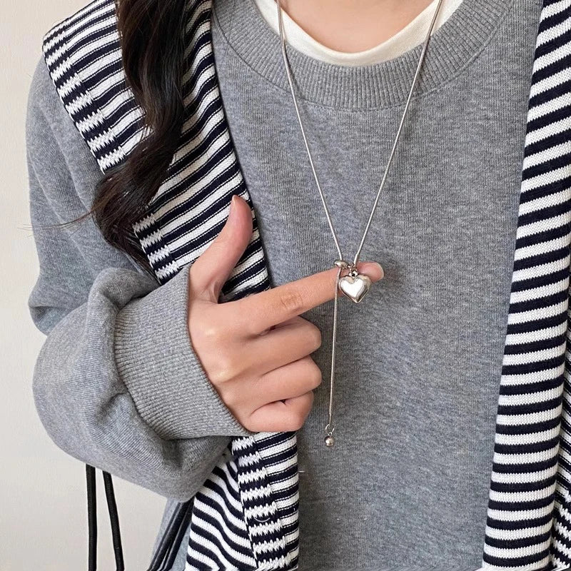 Stainless Steel Long with Pearls Necklace for Women Adjustable Chain Fashion Jewellery.