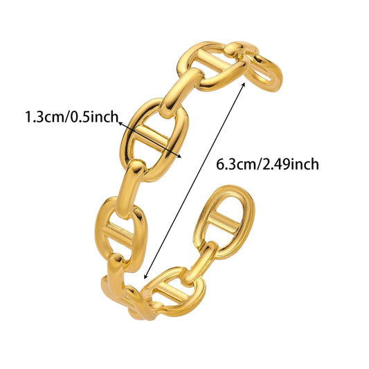 Stainless Steel Bracelet Gold Color Wide Bangle Jewellery Gift Accessories.