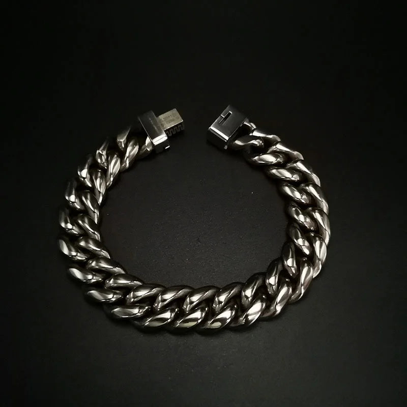 Ultra Thick 14mm Hip-Hop TA1 Pure Titanium Men's Bracelet Titanium Alloy Clasp Non-Allergic Titanium Bracelets and Necklaces