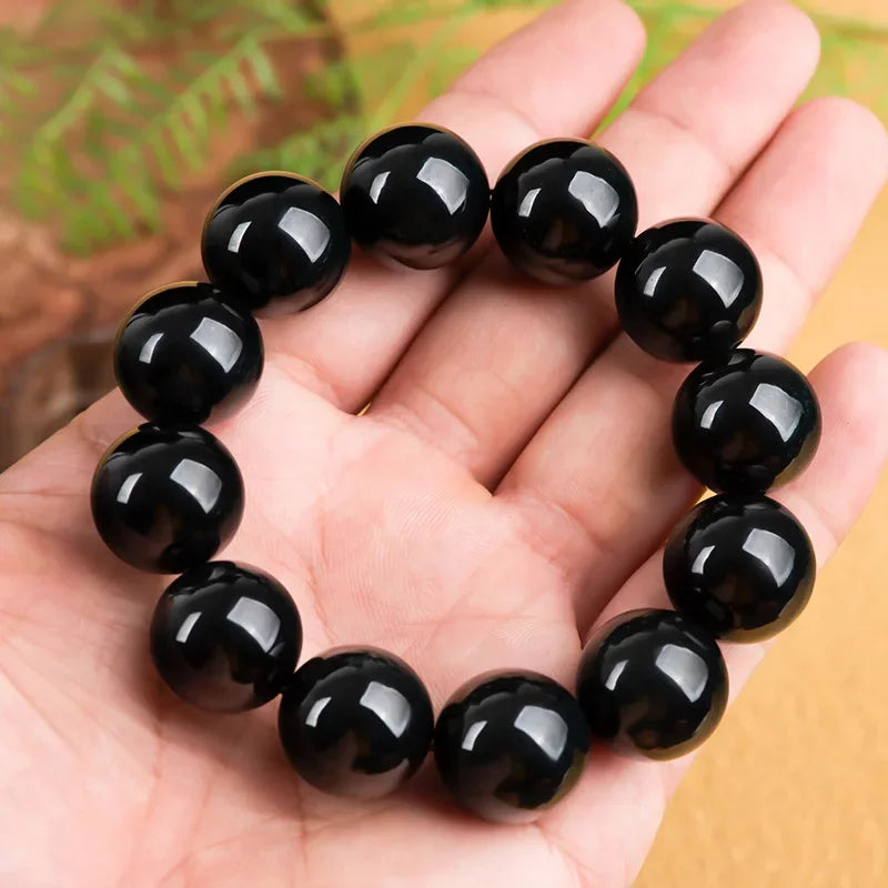10-20mm Burmese Jade Beaded Bracelets Fashion Gemstones Jadeite Certificate Man Natural Carved Bracelet Jewelry Gifts Black Men