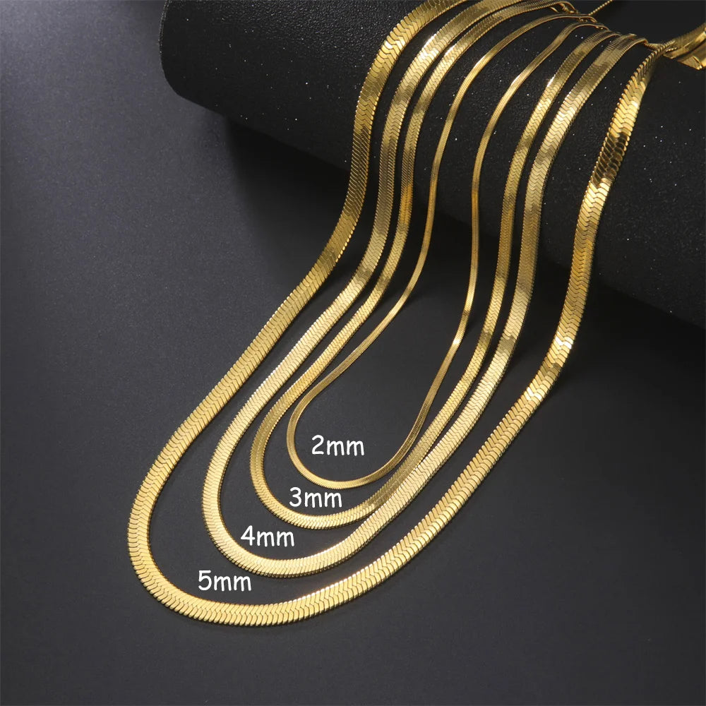 pretty Stainless Steel Necklace Gold Color Neck Jewelry