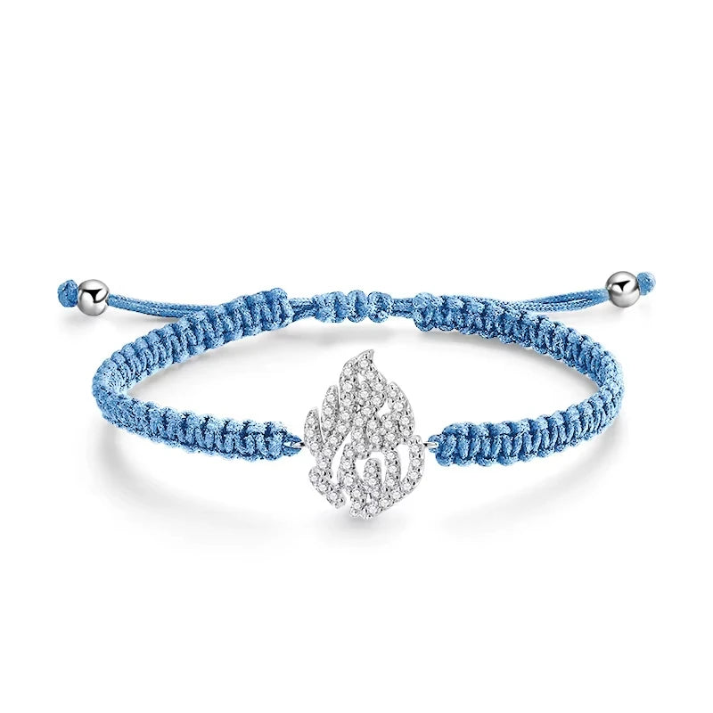 MUXIFC All Moissanite Bracelets Braided-rope Adjustable Hand Chain For Women Men 925 Silver Fashion Flame Bracelet GRA Jewelry