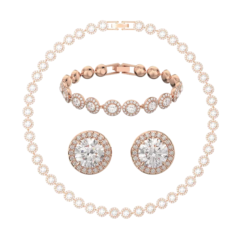Light luxury jewelry set includes multiple elements necklace bracelet earrings set with a variety of styles to match