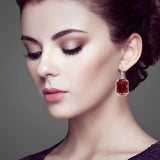 925 Sterling Sliver Earrings Vintage Ruby Gemstone  Lever Back Drop Earring Handmade Jewellery Designers.