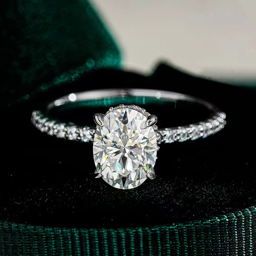 Solitaire Oval 4Ct Lab Diamond Cz Ring 100% Original 925 Sterling Silver Jewelry