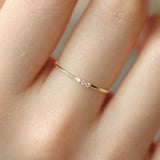  S925 Sterling Silver Plated 14K Gold Sparkling Three Zircon Rings for Women Exquisite Jewellery.