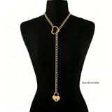 Heart Lock Slip Chain Necklace Love Chains Padlock Necklace.