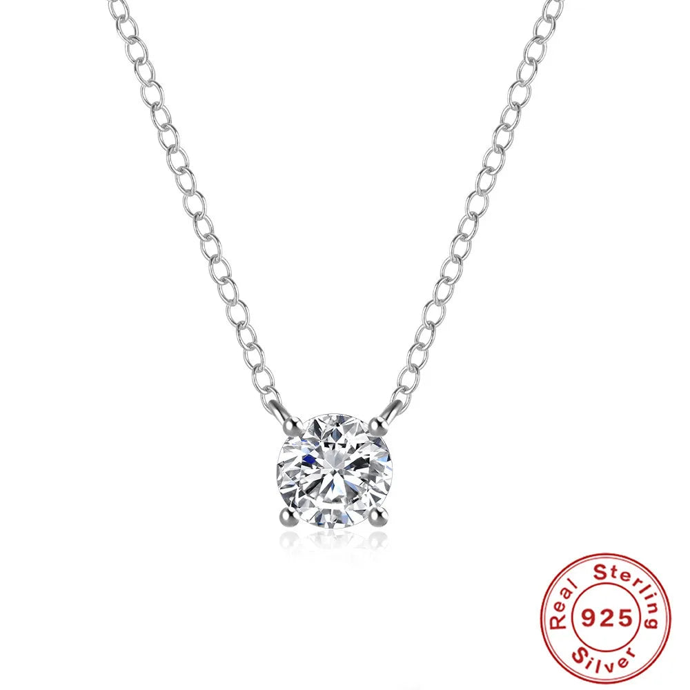 Mini 5mm/4mm D Moissanite Real 925 Sterling Silver  Pendant Necklace  Clavicle.