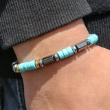 Imitation Natural  Blue Stone Bead Bracelet Fashion Men Summer Jewellery.