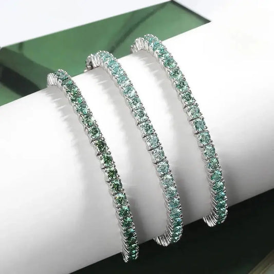 3mm Multicolor Full Moissanite Tennis Bracelet S925 Silver VVS1 Moissanite Bracelet 14-23cm.
