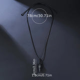 Black Lucky Cool Natural Obsidian Hexagonal Cone Mesh Pocket Braided Rope Pendant Necklace*1pc