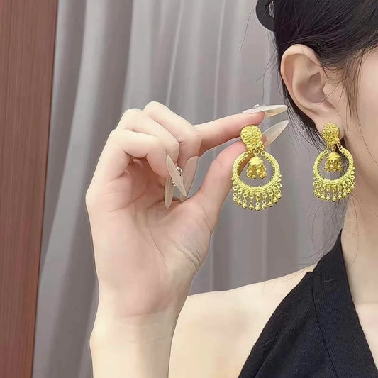 Birdcage Tassel Stud Earrings 24K Gold  Decent & Exquisite.
