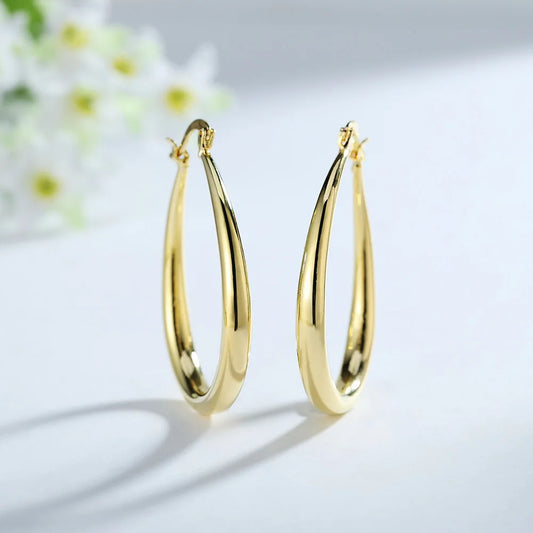 Silver 18K  oval earrings for women Fashion