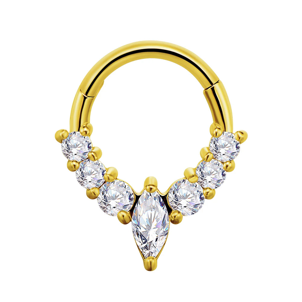 Water Drop Septum Piercing Nose Ring Clicker Cubic Zirconia Cartilage Dailly Earrings.